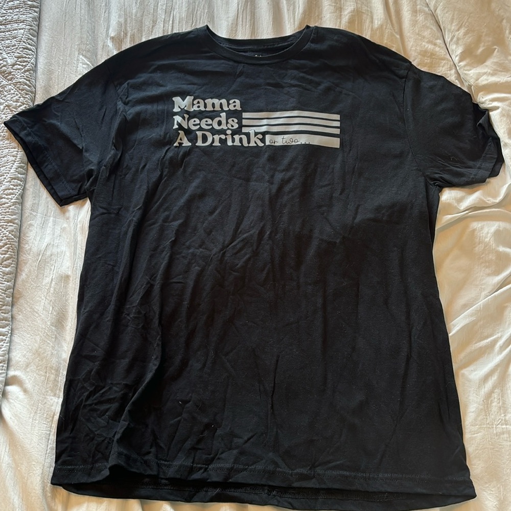 Brand New Mama Needs A Drink Black Tshirt